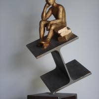 Enlivré,plâtre patiné, acier,52x35x28cm