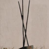 Bamboos, laiton,basalte, cuivre, 600cm
