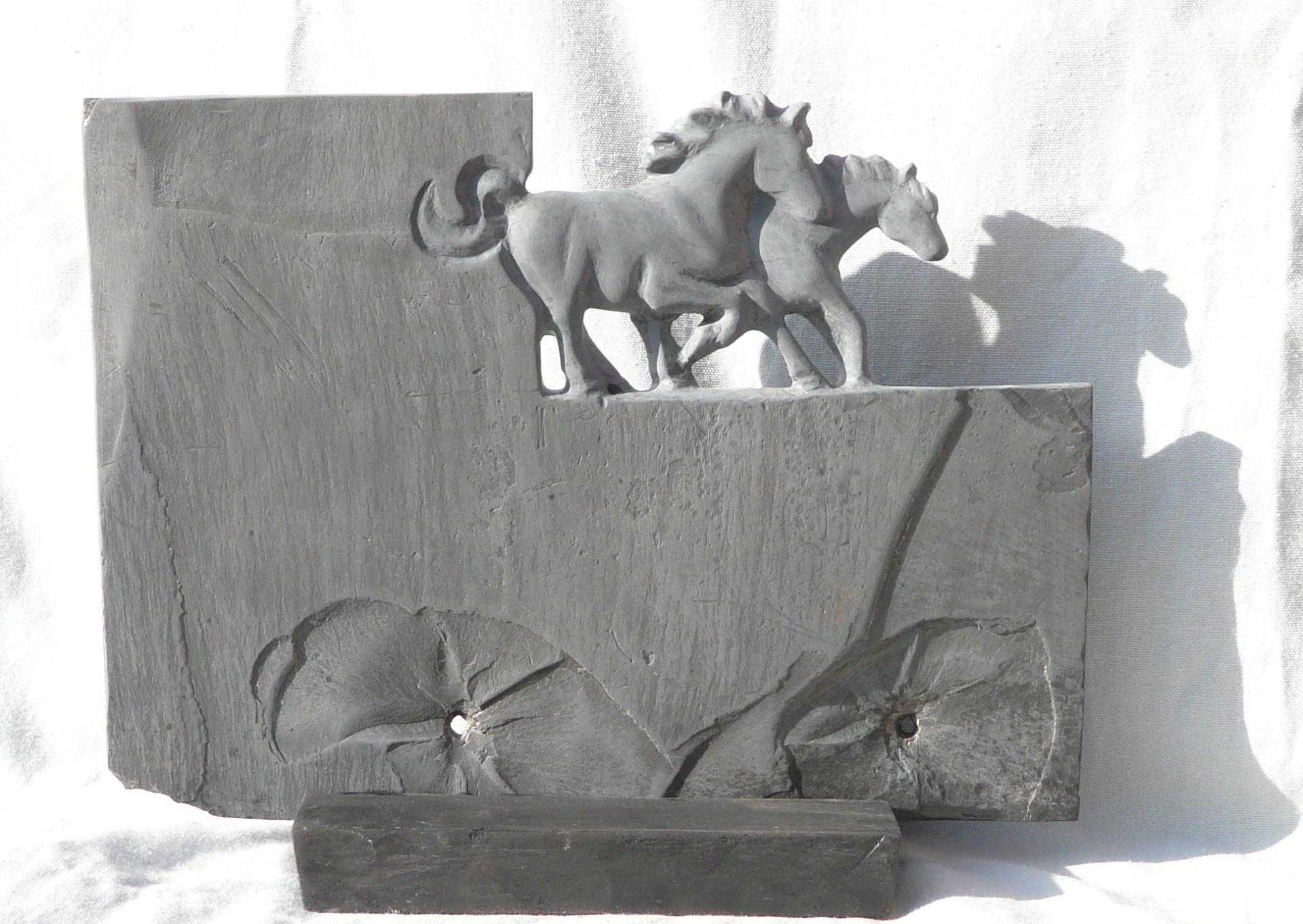 Equus  Ferus 2, Ardoise, Slate, h 28cm