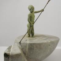 Les porteurs de rêves 1, culbuto, marbre de St Lary et bronze